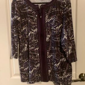 CJ Banks Purple and White Abstract Zip Tunic
